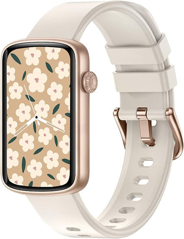 SHANG WING Reloj Inteligente Mujer,Pulsera Inteligente con Oxímetro, IP68 Impermeable,DIY Esfera Reloj, Monitor Sueño, Podómetro, Pulsómetro Smartwatch Mujer para Android iOS Starlight Blanco